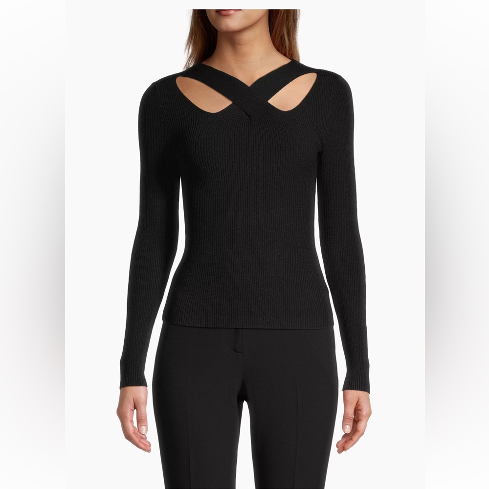 MICHAEL Michael Kors NWT Cut-Out-Rib-Knit Sweater in a fitted silhouette.